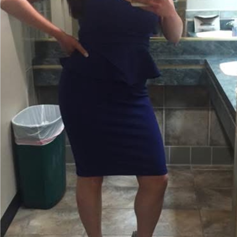 Bisou Bisou One Shoulder Royal Blue Dress